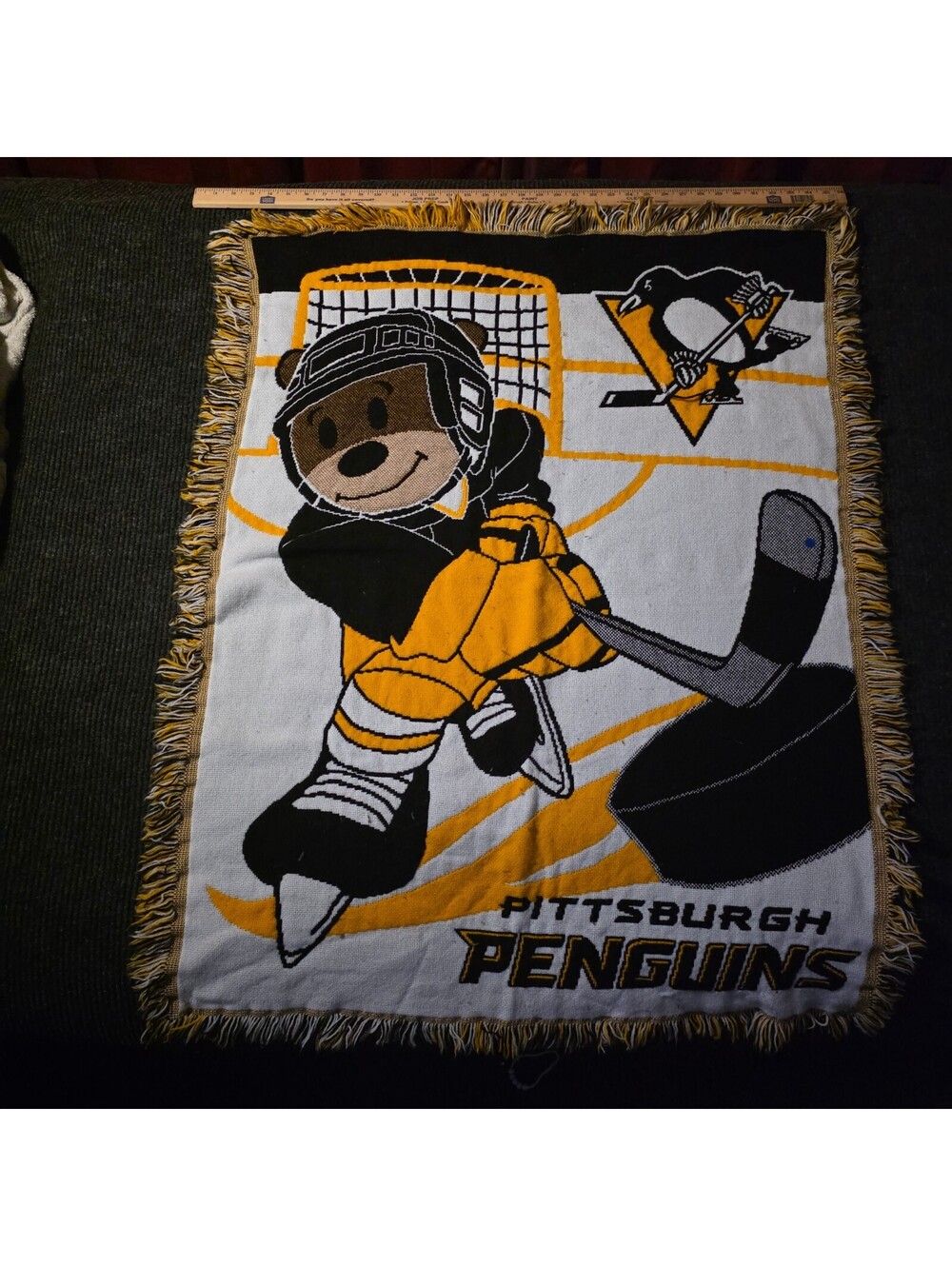 Pittsburgh Penguins Hockey Themed Armchair Throw Blanket